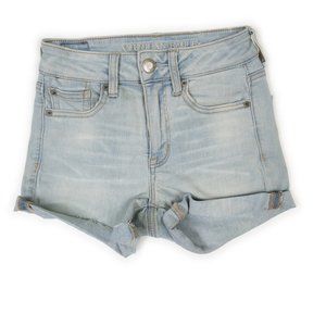 AMERICAN EAGLE Hi-Rise Shortie jean shorts Ne(x)t Level Stretch size 0